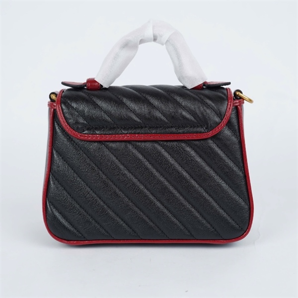 Túi GG Marmont đen viền đỏ (583571-493075) sz20 (BMC)+