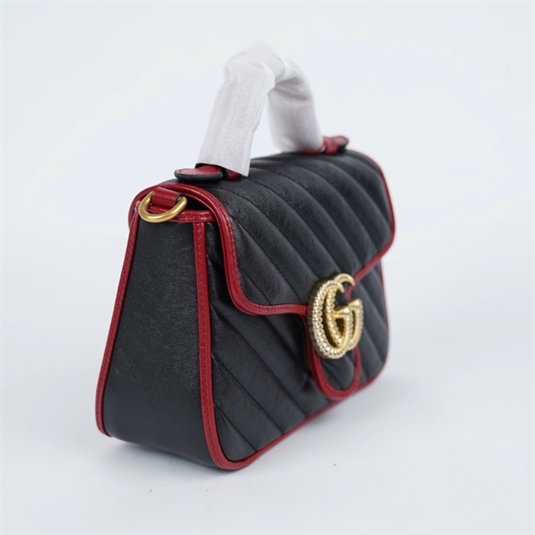 Túi GG Marmont đen viền đỏ (583571-493075) sz20 (BMC)+