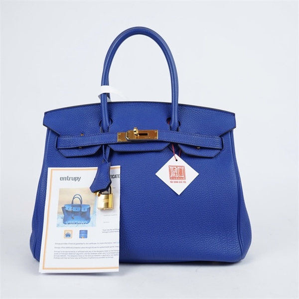 Túi Hermes Birkin xanh kèm ổ+ 2 chìa stamp T(2015) sz30 (A-T) KG+
