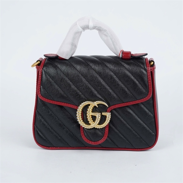 Túi GG Marmont đen viền đỏ (583571-493075) sz20 (BMC)+