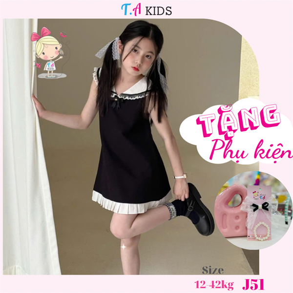 J51 (12- 42kg) Váy đen cổ trắng