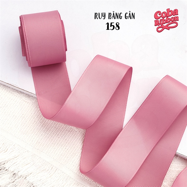 Rộng 38mm - Màu 158 - Ruy băng GÂN cao cấp 2 mặt dày dặn