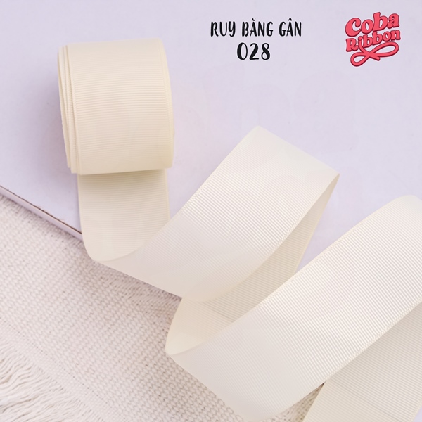 Rộng 9mm - Màu 028 - Ruy băng GÂN cao cấp 2 mặt dày dặn