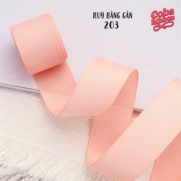 Rộng 6mm - Màu 203 - Ruy băng GÂN cao cấp 2 mặt dày dặn