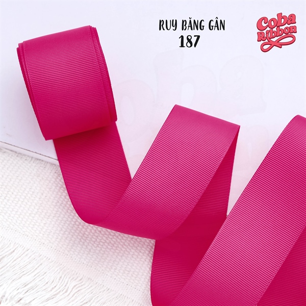 Rộng 16mm - Màu 187 - Ruy băng GÂN cao cấp 2 mặt dày dặn