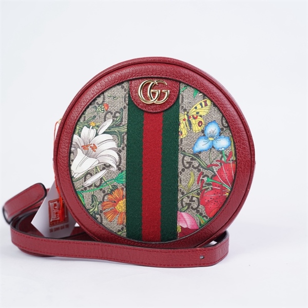 Túi GG đeo chéo tròn xám in hoa sz16 (LTB) KG+