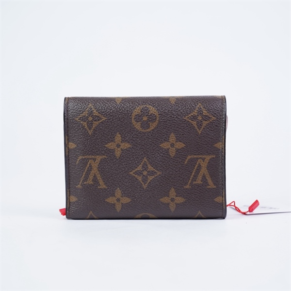 Ví LV hoa nâu gập 3 nút hồng (MI1117) (LT) KG+