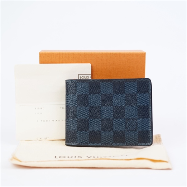 Ví LV ô vuông xanh đen gập 2 (LT) KG+
