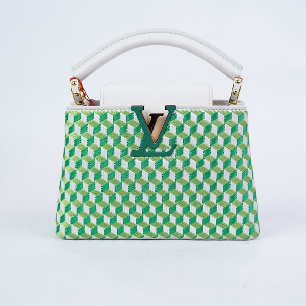 Túi LV Capu trắng phối xanh sz20 (BMC) KG+