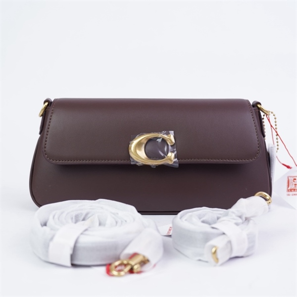 Túi Coach kẹp nách nâu 2strap sz26 +