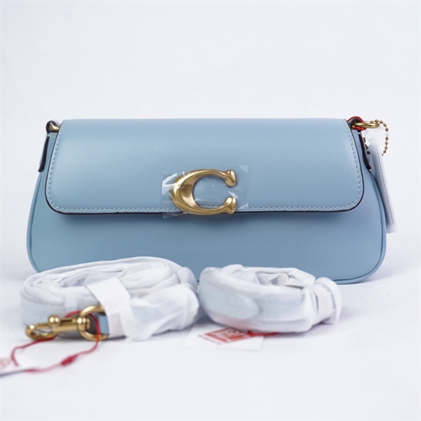 Túi Coach kẹp nách xanh biển 2strap sz26 +