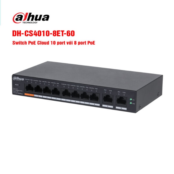 Switch PoE 10 port DAHUA DH-CS4010-8ET-60