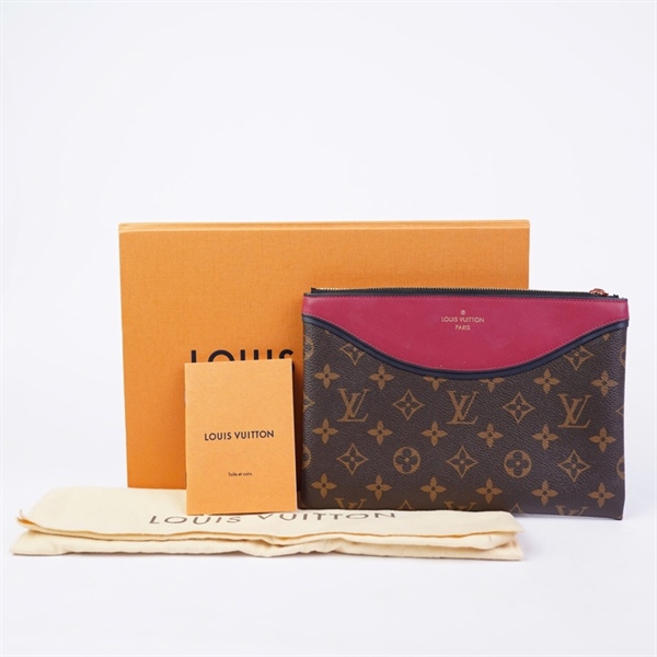 Túi LV Clutch hoa nâu pha đỏ sz23 (PN) +