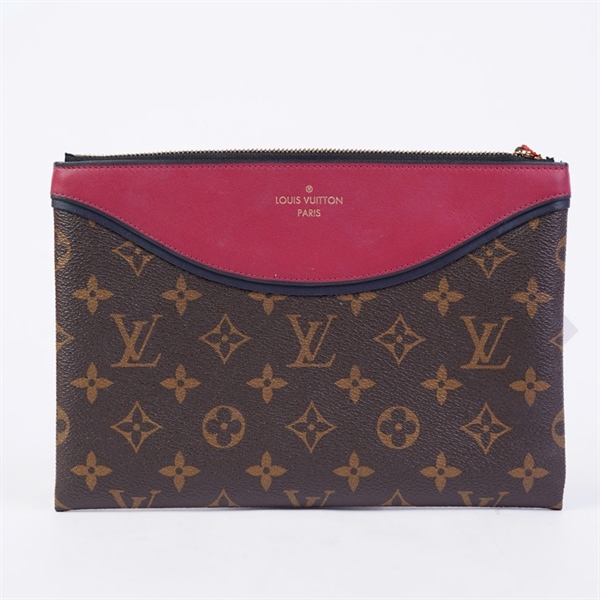 Túi LV Clutch hoa nâu pha đỏ sz23 (PN) +