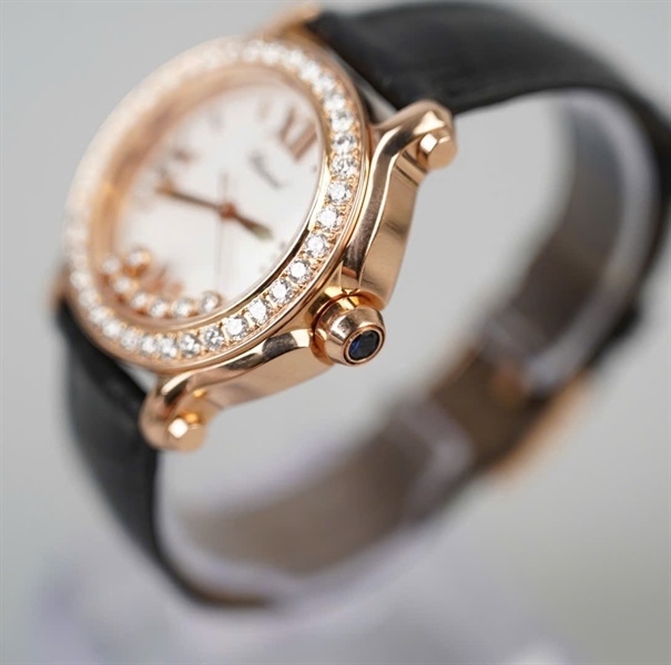 Đồng hồ Chopard đen mặt tròn (1564357-4183) sz38 (HC) KG+