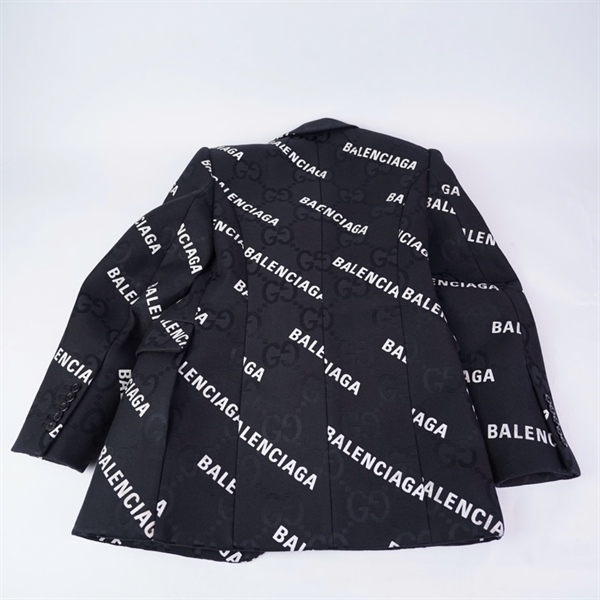 Áo khoác Balenciaga đen in logo (PN) +