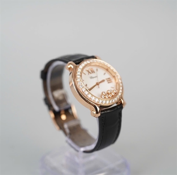 Đồng hồ Chopard đen mặt tròn (1564357-4183) sz38 (HC) KG+