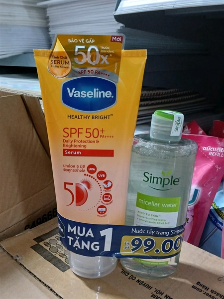 Vaseline Healthy Bright SPF50+ 330ml + NTT Simple 200ml