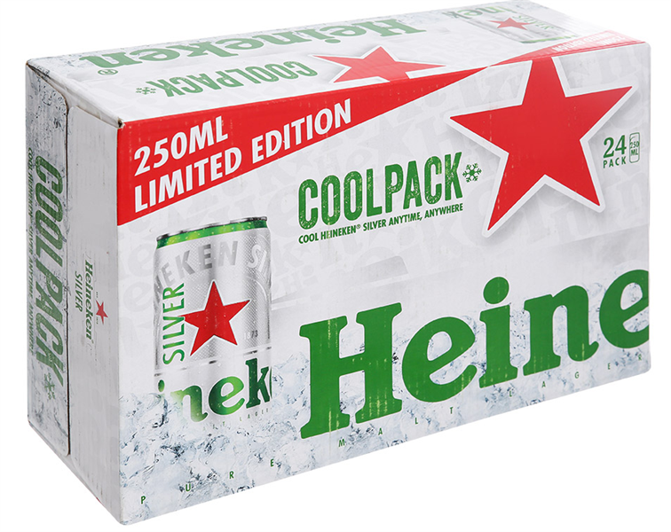 Bia HEINEKEN bạc lon 250 ml 24 lon / thùng