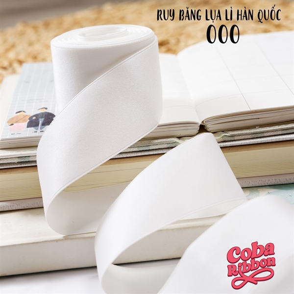 Rộng 25mm - Màu 000 - Ruy băng lụa nhám lì dày dặn