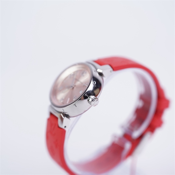 Đồng hồ LV dây đỏ mặt hồng (SF8351) sz30 (PN) KG+