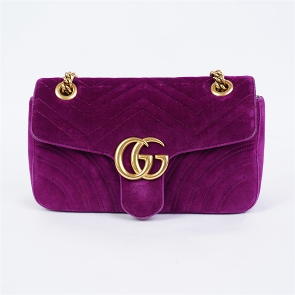 Túi GG Marmont nhung tím (B022-376688) sz25 KG+