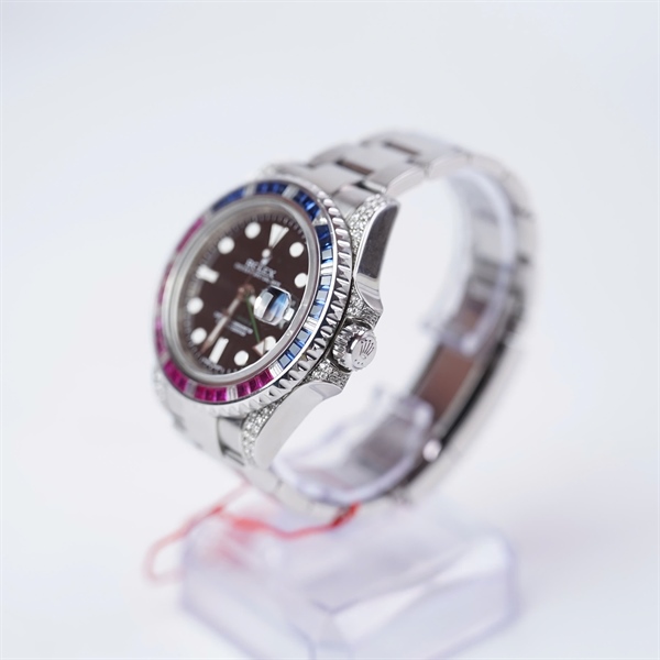 Đồng hồ Rolex bạc viền xanh đỏ (G744870) sz44 (LTB) KG+