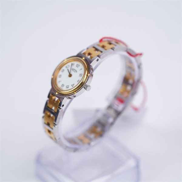 Đồng hồ Hermes bạc viền vàng (532156L) sz26 (PN) KG+