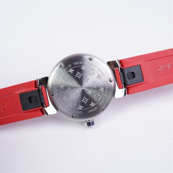 Đồng hồ LV dây đỏ mặt hồng (SF8351) sz30 (PN) KG+