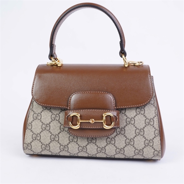 Túi GG handle xám nắp nâu 2strap (A039213848) sz22 (HT) +