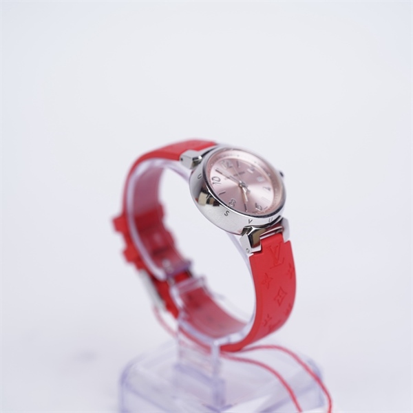 Đồng hồ LV dây đỏ mặt hồng (SF8351) sz30 (PN) KG+