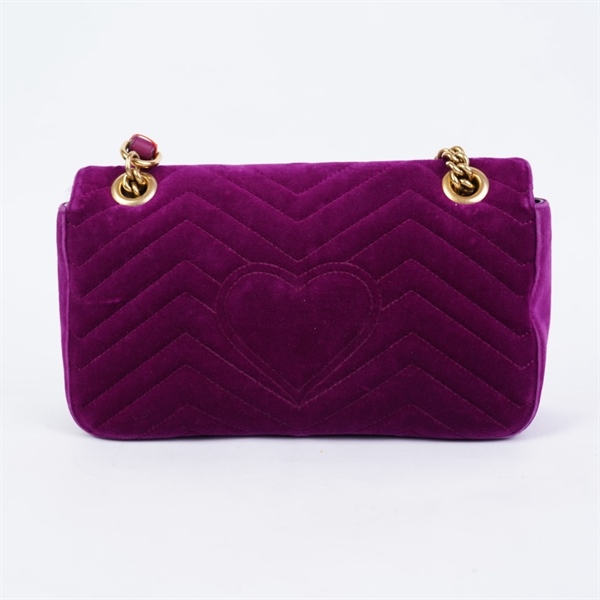 Túi GG Marmont nhung tím (B022-376688) sz25 KG+
