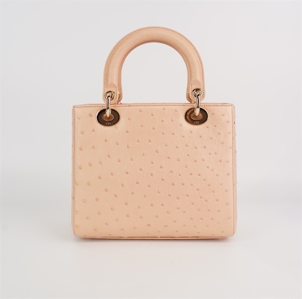 Túi Dior Lady nude da đà điểu (02-MA-1222) szM +