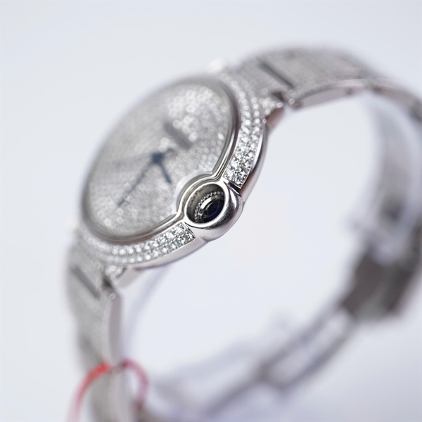 Đồng hồ Cartier bạc mặt tròn kim độ (298931TX) sz30 (HC) KG+