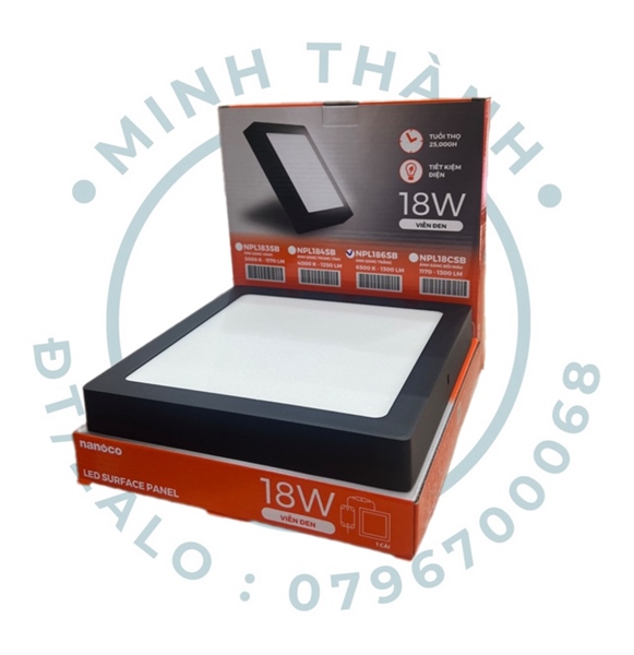 Nổi vuông 18W vỏ đen T Nanoco