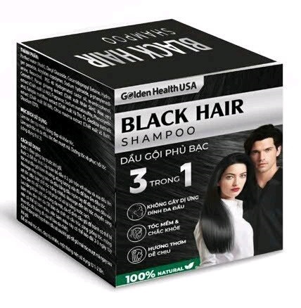 Black hair shampoo (Dầu gội phủ bạc) (Hộp 10 gói) - Golden Health USA