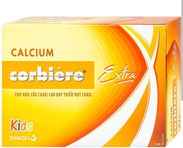 Thuốc Calcium corbiere Extra kids 5ml Sanofi VN bổ sung calci ( H*3vỉ*10ống) (Hộp)