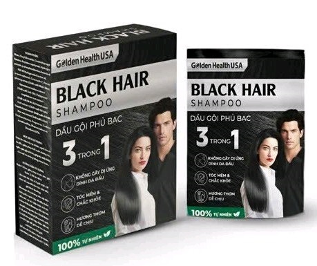 Black hair shampoo (Dầu gội phủ bạc) (Hộp 2 gói x 15ml) - Golden Health USA