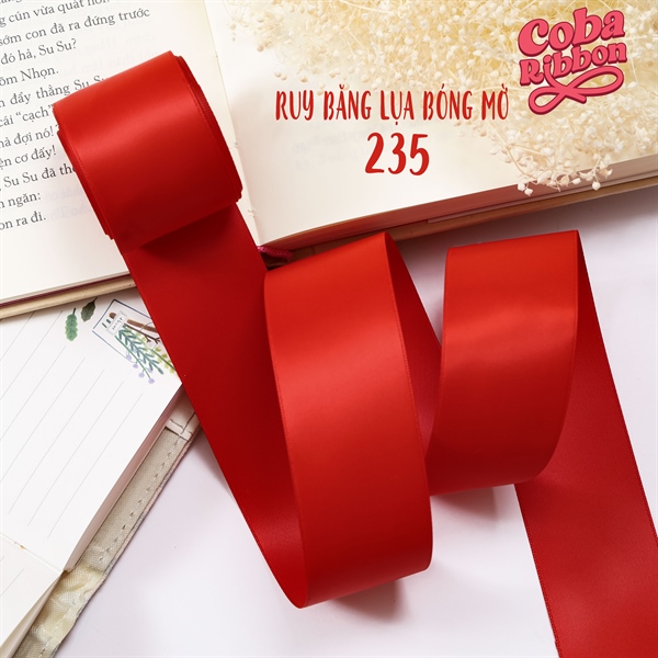 Rộng 38mm - Màu 235 - Ruy băng lụa bóng mờ, chất mỏng mướt