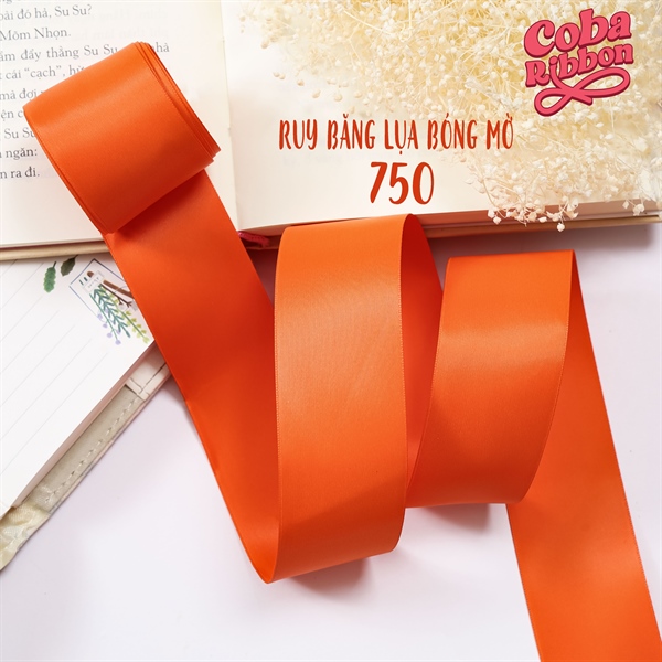 Rộng 6mm - Màu 750 - Ruy băng lụa bóng mờ, chất mỏng mướt