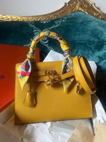 Túi Hermes Kelly vàng kèm ổ + 2 chìa sz25 KG+