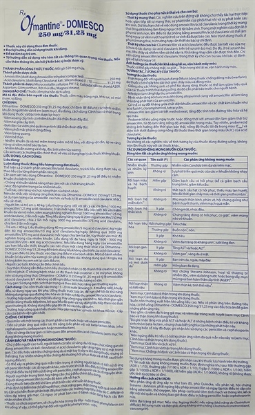 Thuốc Ofmantine 250g/31,25mg Domesco Kháng sinh điều trị nhiễm khuẩn Hộp 12 gói x 520mg 3