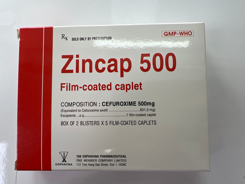 Thuốc Zincap 500 Dược phẩm 150 Kháng sinh điều trị nhiễm khuẩn Hộp 2vỉx5viên nén