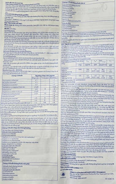 Thuốc Ofmantine 250g/31,25mg Domesco Kháng sinh điều trị nhiễm khuẩn Hộp 12 gói x 520mg 4
