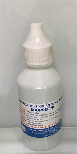 Dung dịch khử khuẩn dụng cụ y tế SOORDEL( cồn 70 (50ml) - Đại Lợi