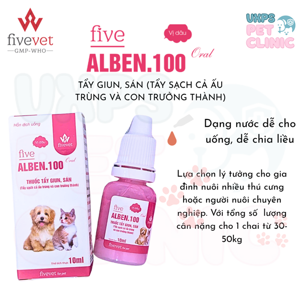 Xổ giun nước Five Alben 100
