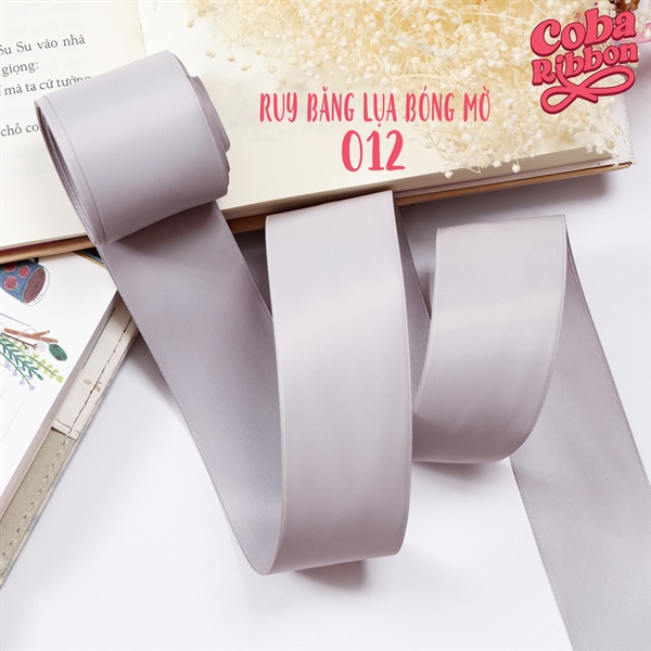 Rộng 38mm - Màu 012 - Ruy băng lụa bóng mờ, chất mỏng mướt