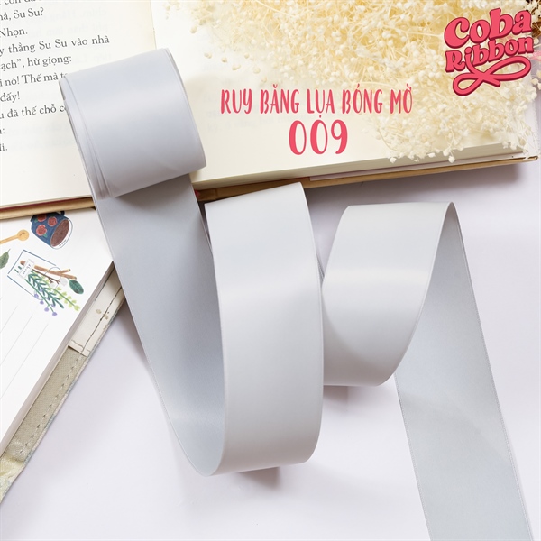 Rộng 25mm - Màu 009 - Ruy băng lụa bóng mờ, chất mỏng mướt