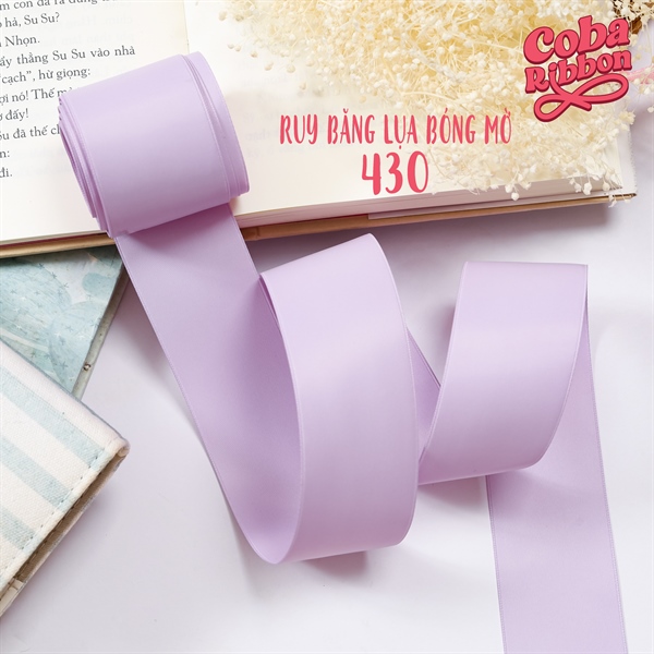 Rộng 38mm - Màu 430 - Ruy băng lụa bóng mờ, chất mỏng mướt