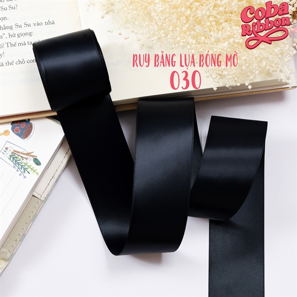 Rộng 25mm - Màu 030 - Ruy băng lụa bóng mờ, chất mỏng mướt